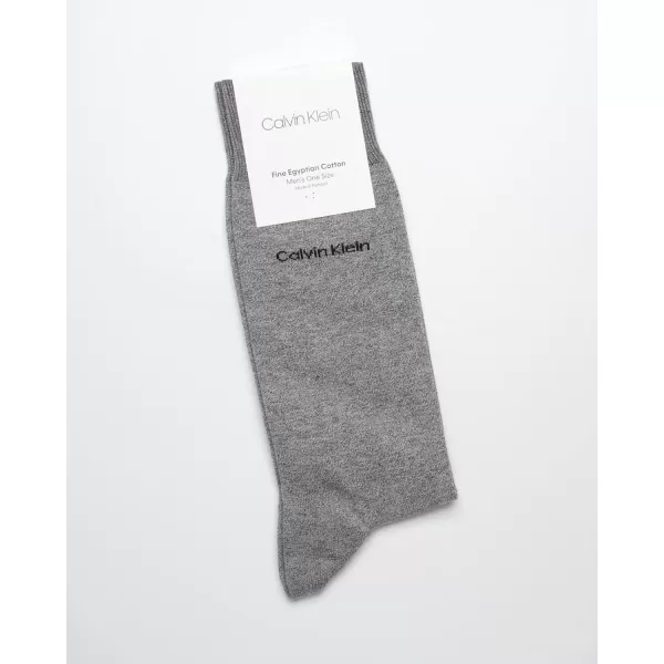 imageCalvin Klein Mens Dress Socks  1 Pair Egyptian Cotton Blend Comfort Stay Up Cuff Crew Socks  Dress Socks for Men 712SaltPepper