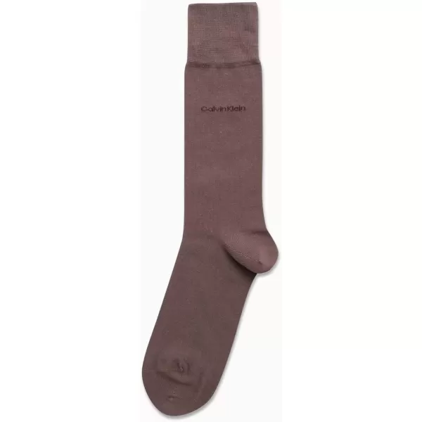 imageCalvin Klein Mens Dress Socks  1 Pair Egyptian Cotton Blend Comfort Stay Up Cuff Crew Socks  Dress Socks for Men 712Smoke Brown