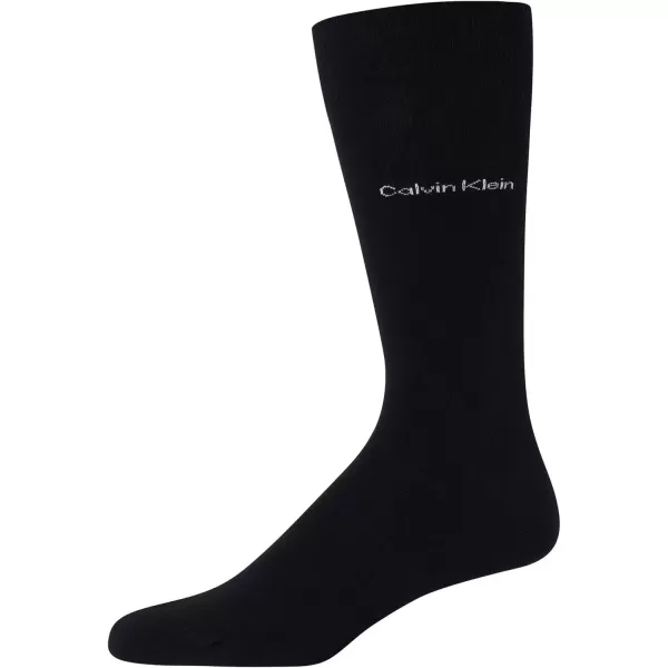 imageCalvin Klein Mens Dress Socks  Cotton Blend Crew Striped Socks 4 PairsAll Black