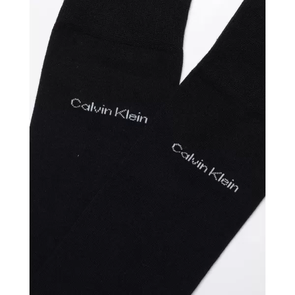 imageCalvin Klein Mens Dress Socks  Cotton Blend Crew Striped Socks 4 PairsAll Black