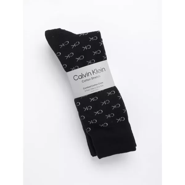 imageCalvin Klein Mens Dress Socks  Cotton Blend Crew Striped Socks 4 PairsBlack Logo