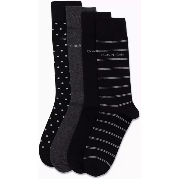 imageCalvin Klein Mens Dress Socks  Cotton Blend Crew Striped Socks 4 PairsBlack Stripe