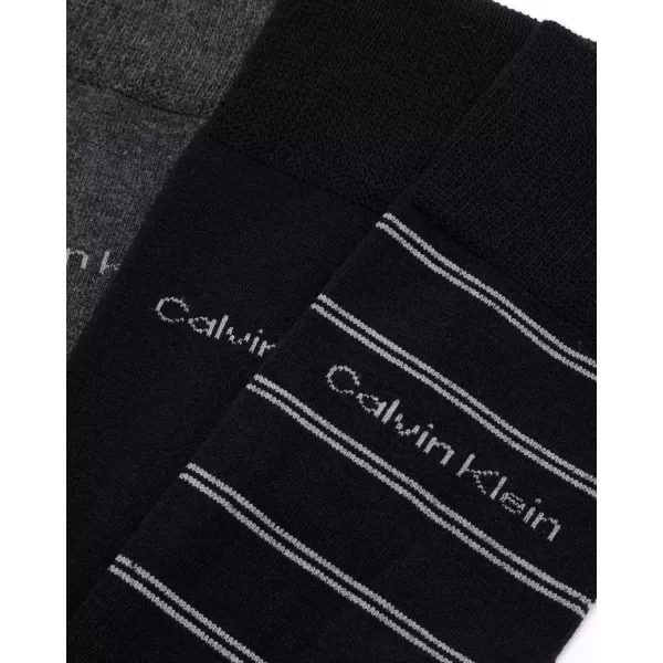 imageCalvin Klein Mens Dress Socks  Cotton Blend Crew Striped Socks 4 PairsBlack Stripe