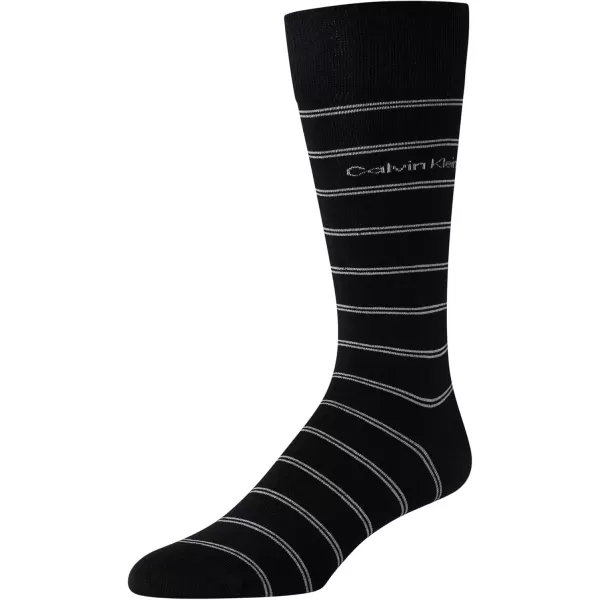 imageCalvin Klein Mens Dress Socks  Cotton Blend Crew Striped Socks 4 PairsBlack Stripe