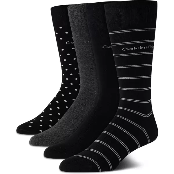 imageCalvin Klein Mens Dress Socks  Cotton Blend Crew Striped Socks 4 PairsBlack Stripe