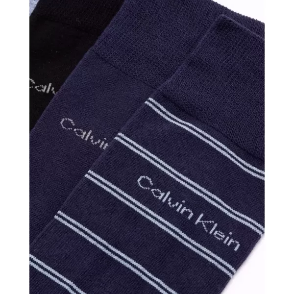 imageCalvin Klein Mens Dress Socks  Cotton Blend Crew Striped Socks 4 PairsBlue Stripe