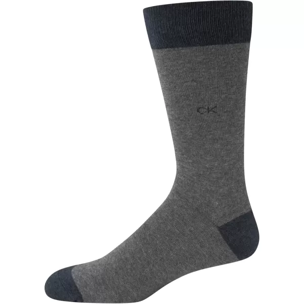 imageCalvin Klein Mens Dress Socks  Cotton Blend Crew Striped Socks 4 PairsOatmealGrey Asstd