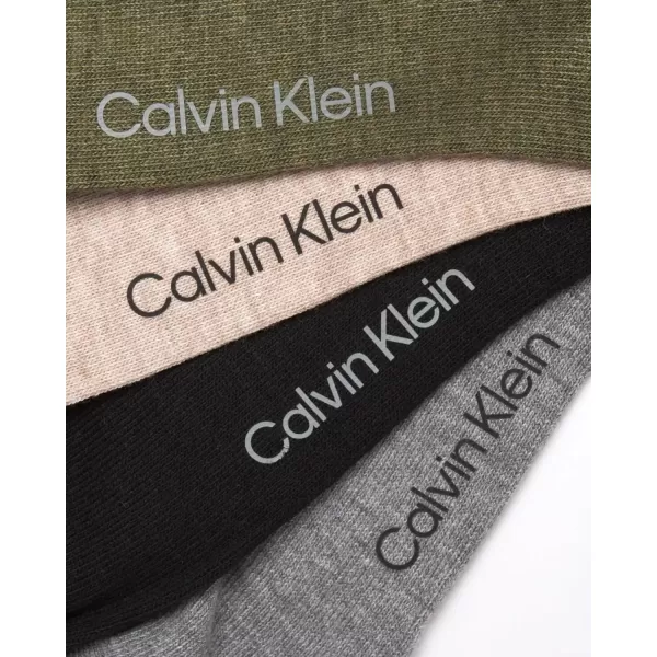 imageCalvin Klein Mens Dress Socks  Cotton Blend Crew Striped Socks 4 PairsOlive Assorted