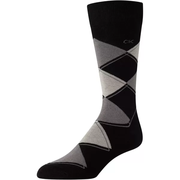 imageCalvin Klein Mens Dress Socks  Lightweight Cotton Blend Crew Socks 8 PairsBlack Argyle