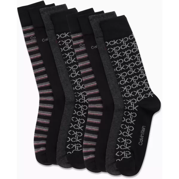 imageCalvin Klein Mens Dress Socks  Lightweight Cotton Blend Crew Socks 8 PairsBlack Multi