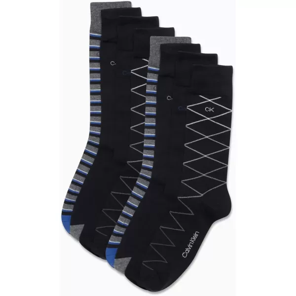 imageCalvin Klein Mens Dress Socks  Lightweight Cotton Blend Crew Socks 8 PairsBlack Pattern