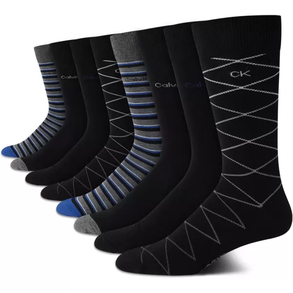 imageCalvin Klein Mens Dress Socks  Lightweight Cotton Blend Crew Socks 8 PairsBlack Pattern