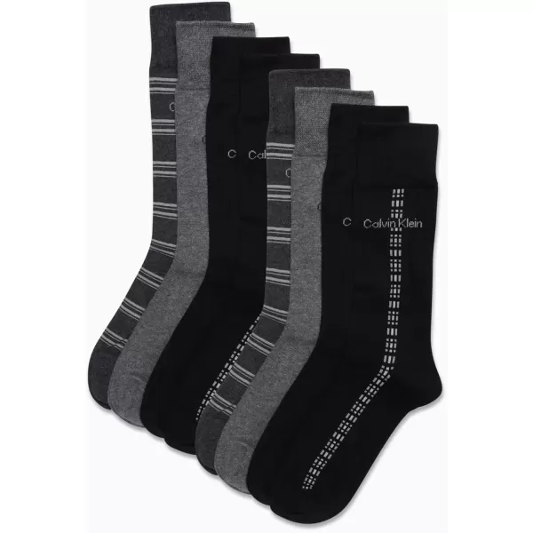 imageCalvin Klein Mens Dress Socks  Lightweight Cotton Blend Crew Socks 8 PairsBlackGrey Multi