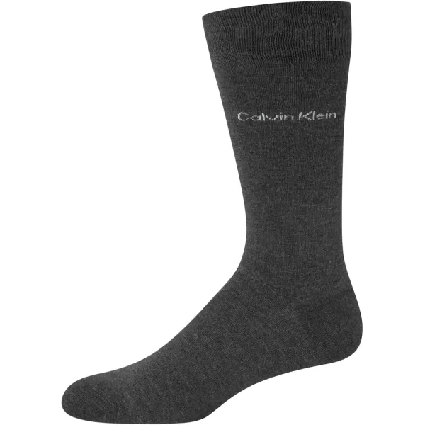 imageCalvin Klein Mens Dress Socks  Lightweight Cotton Blend Crew Socks 8 PairsBlackGrey Solid