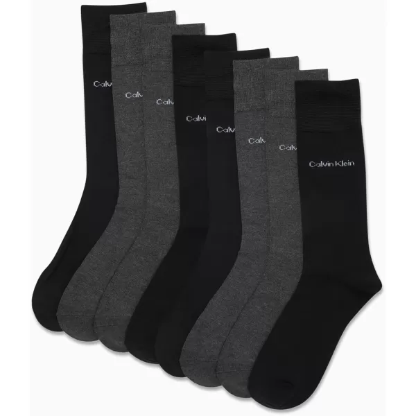 imageCalvin Klein Mens Dress Socks  Lightweight Cotton Blend Crew Socks 8 PairsBlackGrey Solid