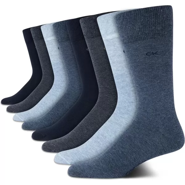 imageCalvin Klein Mens Dress Socks  Lightweight Cotton Blend Crew Socks 8 PairsBlue Multi