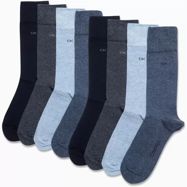 imageCalvin Klein Mens Dress Socks  Lightweight Cotton Blend Crew Socks 8 PairsBlue Multi