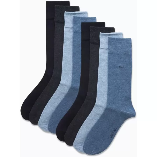 imageCalvin Klein Mens Dress Socks  Lightweight Cotton Blend Crew Socks 8 PairsBlue Solid