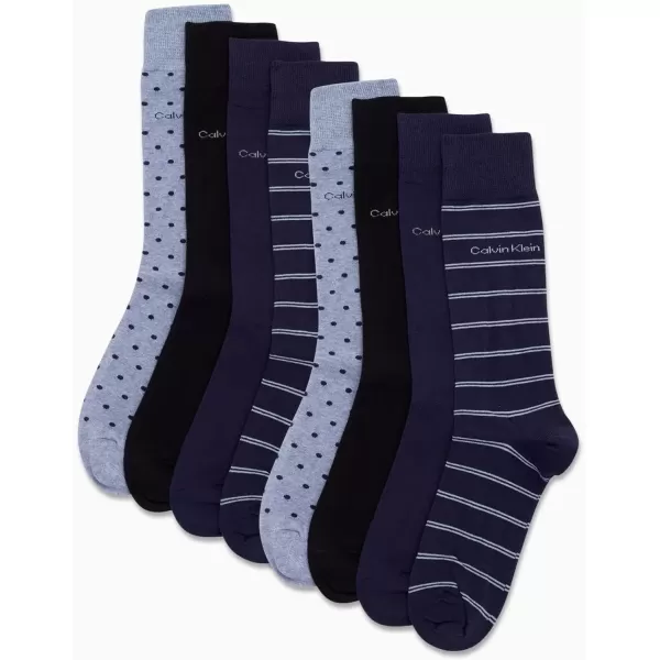 imageCalvin Klein Mens Dress Socks  Lightweight Cotton Blend Crew Socks 8 PairsBlue Stripe