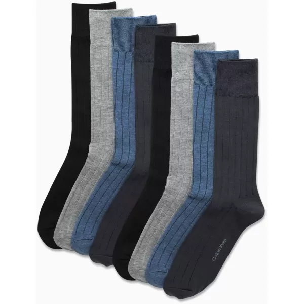 imageCalvin Klein Mens Dress Socks  Lightweight Cotton Blend Crew Socks 8 PairsBlue Texture