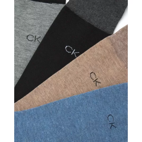 imageCalvin Klein Mens Dress Socks  Lightweight Cotton Blend Crew Socks 8 PairsBlueBrown Heather