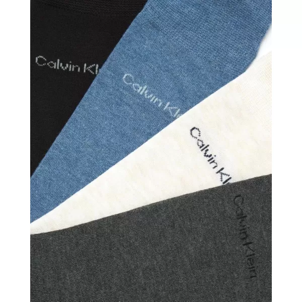 imageCalvin Klein Mens Dress Socks  Lightweight Cotton Blend Crew Socks 8 PairsBlueGrey Solid