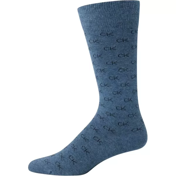 imageCalvin Klein Mens Dress Socks  Lightweight Cotton Blend Crew Socks 8 PairsBlueTan Assorted