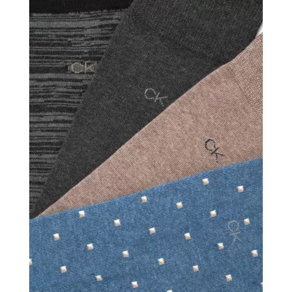 imageCalvin Klein Mens Dress Socks  Lightweight Cotton Blend Crew Socks 8 PairsBlueTan Multi