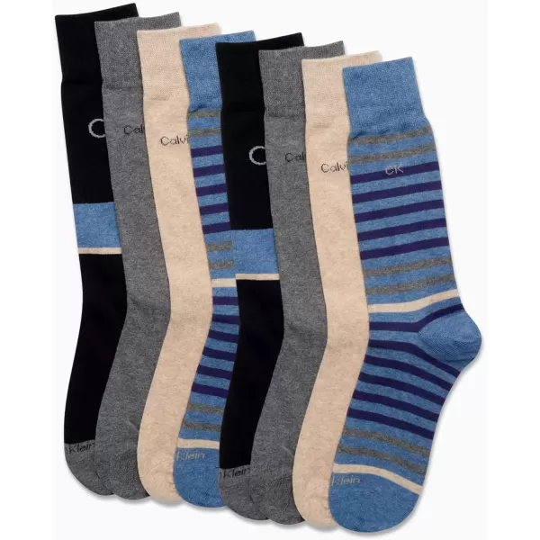 imageCalvin Klein Mens Dress Socks  Lightweight Cotton Blend Crew Socks 8 PairsDenim Stripe