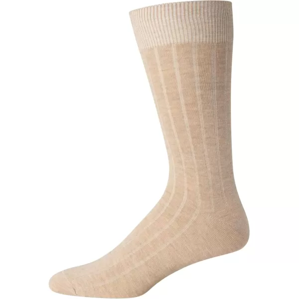 imageCalvin Klein Mens Dress Socks  Lightweight Cotton Blend Crew Socks 8 PairsDenimOatmeal Solid