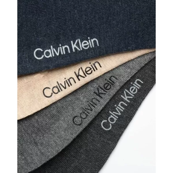 imageCalvin Klein Mens Dress Socks  Lightweight Cotton Blend Crew Socks 8 PairsDenimOatmeal Solid