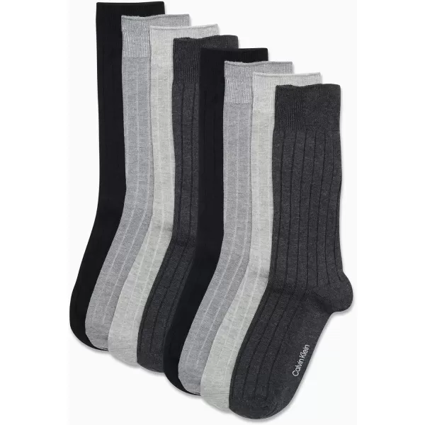 imageCalvin Klein Mens Dress Socks  Lightweight Cotton Blend Crew Socks 8 PairsGrey Heather Solid