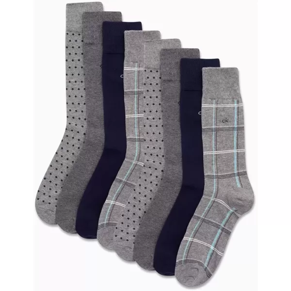 imageCalvin Klein Mens Dress Socks  Lightweight Cotton Blend Crew Socks 8 PairsGrey Plaid