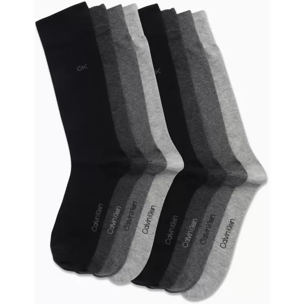 imageCalvin Klein Mens Dress Socks  Lightweight Cotton Blend Crew Socks 8 PairsGrey Solid