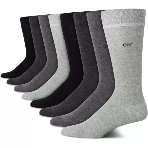 imageCalvin Klein Mens Dress Socks  Lightweight Cotton Blend Crew Socks 8 PairsGrey Solid