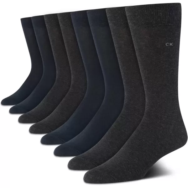 imageCalvin Klein Mens Dress Socks  Lightweight Cotton Blend Crew Socks 8 PairsGreynavy