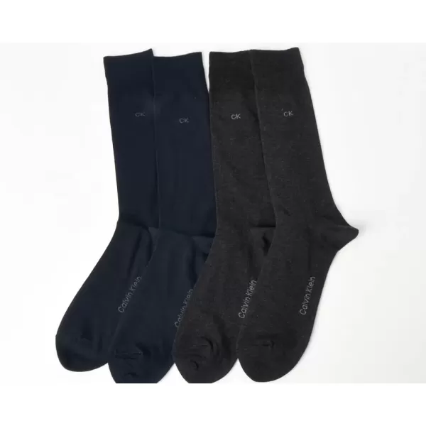 imageCalvin Klein Mens Dress Socks  Lightweight Cotton Blend Crew Socks 8 PairsGreynavy