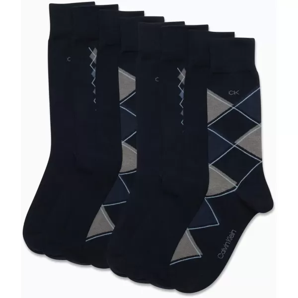 imageCalvin Klein Mens Dress Socks  Lightweight Cotton Blend Crew Socks 8 PairsNavy Argyle