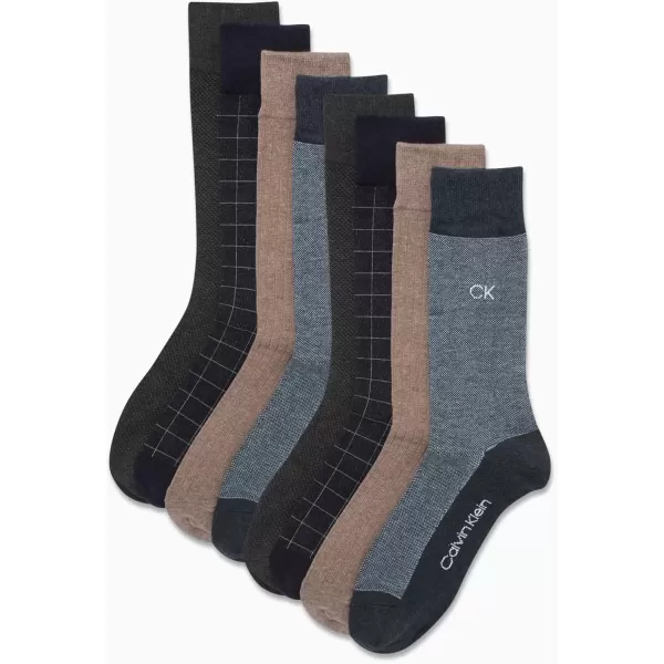 imageCalvin Klein Mens Dress Socks  Lightweight Cotton Blend Crew Socks 8 PairsNavyTan Assorted