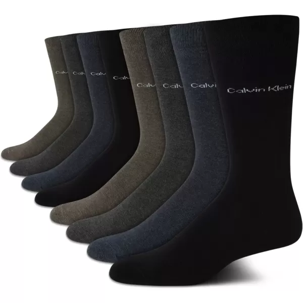 imageCalvin Klein Mens Dress Socks  Lightweight Cotton Blend Crew Socks 8 PairsOliveDenimBlack