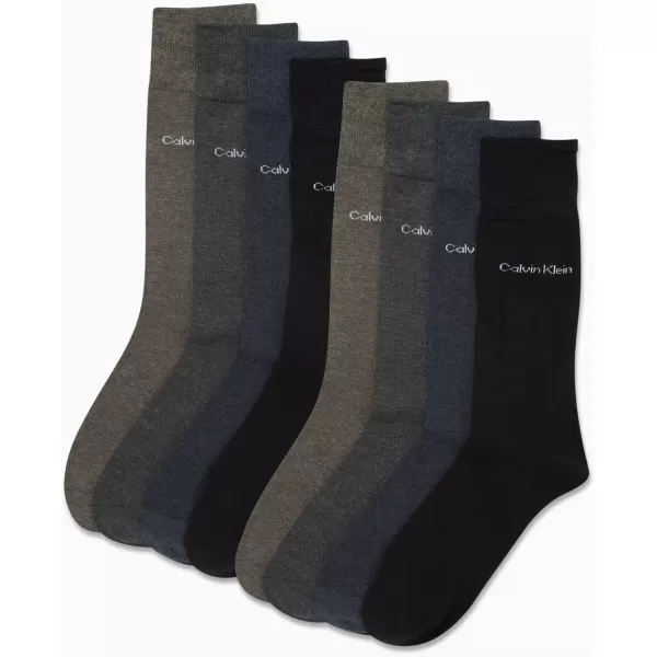 imageCalvin Klein Mens Dress Socks  Lightweight Cotton Blend Crew Socks 8 PairsOliveDenimBlack