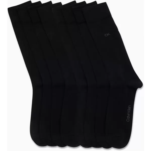 imageCalvin Klein Mens Dress Socks  Lightweight Cotton Blend Crew Socks 8 PairsSolid Black