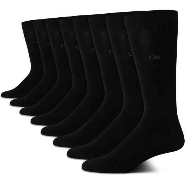 imageCalvin Klein Mens Dress Socks  Lightweight Cotton Blend Crew Socks 8 PairsSolid Black