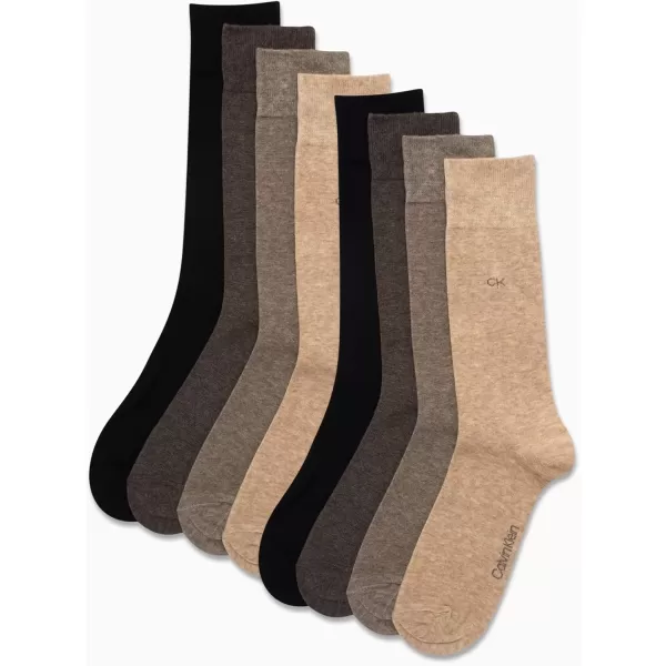 imageCalvin Klein Mens Dress Socks  Lightweight Cotton Blend Crew Socks 8 PairsTan Solid
