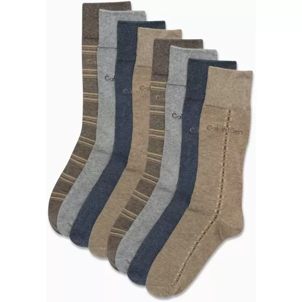 imageCalvin Klein Mens Dress Socks  Lightweight Cotton Blend Crew Socks 8 PairsWheat Assorted