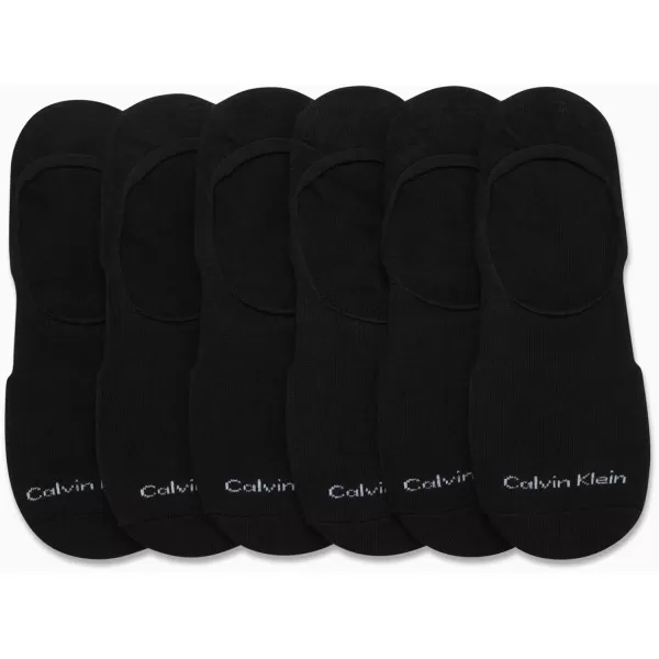 imageCalvin Klein Mens No Show Socks  6 Pack Soft Cotton Blend Invisible Liners Loafer Socks for Men with Heel Grip Size 712Black Texture