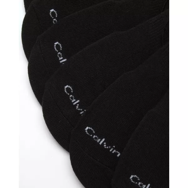 imageCalvin Klein Mens No Show Socks  6 Pack Soft Cotton Blend Invisible Liners Loafer Socks for Men with Heel Grip Size 712Black Texture