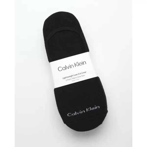 imageCalvin Klein Mens No Show Socks  6 Pack Soft Cotton Blend Invisible Liners Loafer Socks for Men with Heel Grip Size 712Black Texture