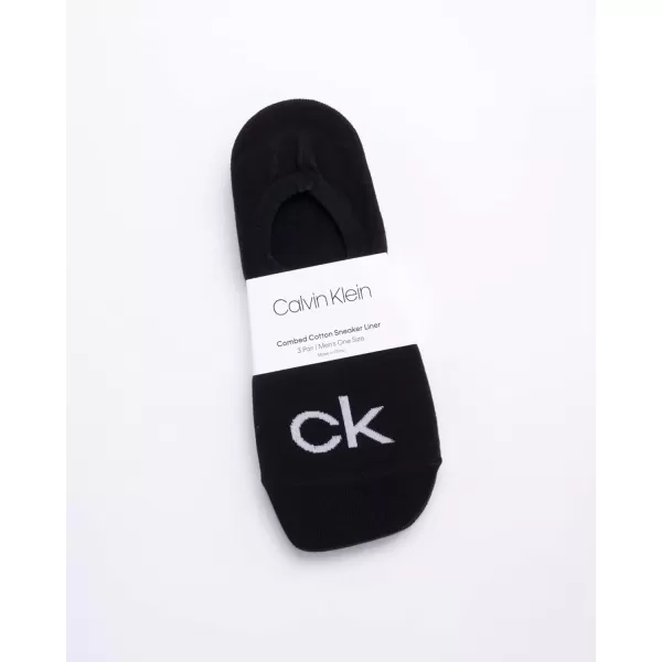 imageCalvin Klein Mens Socks  No Show Sneaker Liner Socks 3 PairsBlack