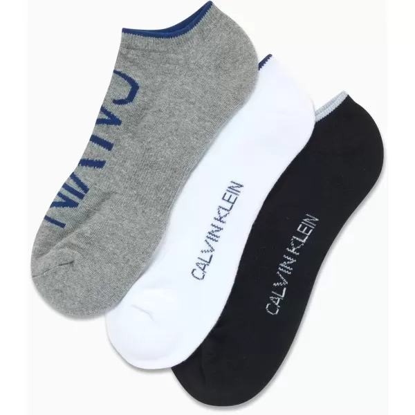 imageCalvin Klein Mens Socks  No Show Sneaker Liner Socks 3 PairsBlackWhiteGrey